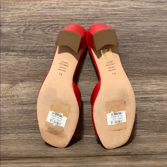 Stuart Weitzman Red Sandals with Patent Leather and Rounded Toe - Picture 4 of 6